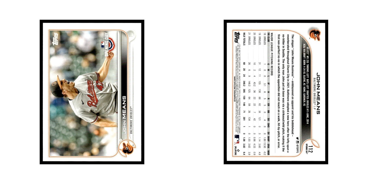 John Means 2022 Topps Opening Day #112 Baltimore Orioles Baseball Card NM