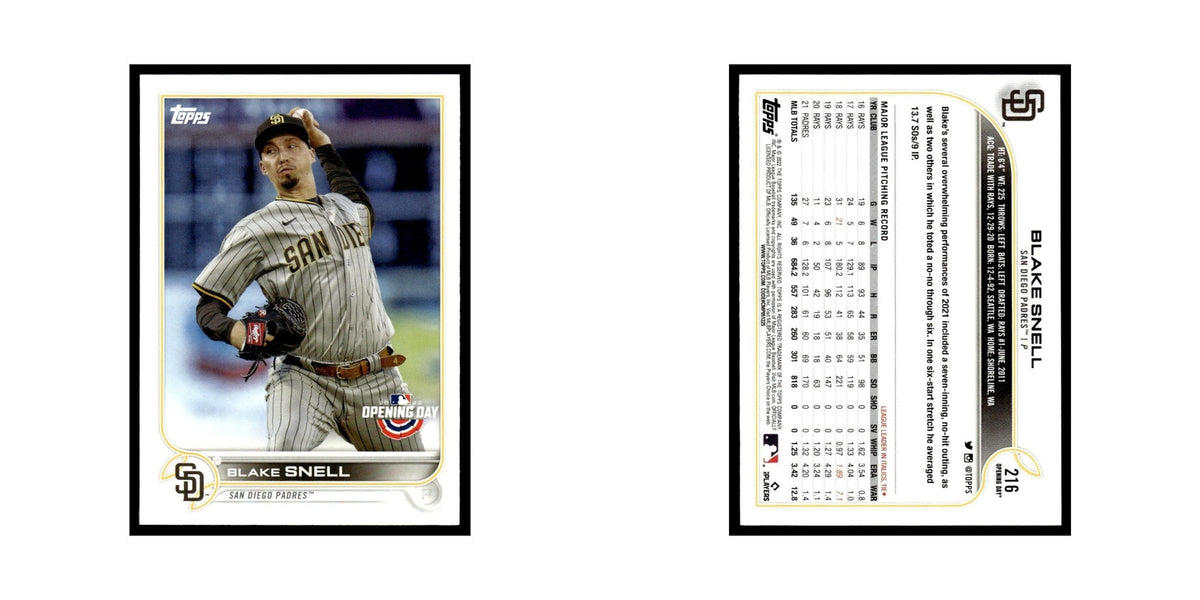 Blake Snell 2022 Topps Opening Day #216 San Diego Padres Baseball Card NM