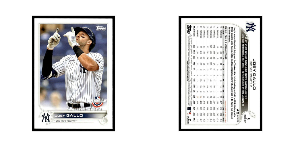Joey Gallo 2022 Topps Opening Day #5 New York Yankees Baseball Card NM