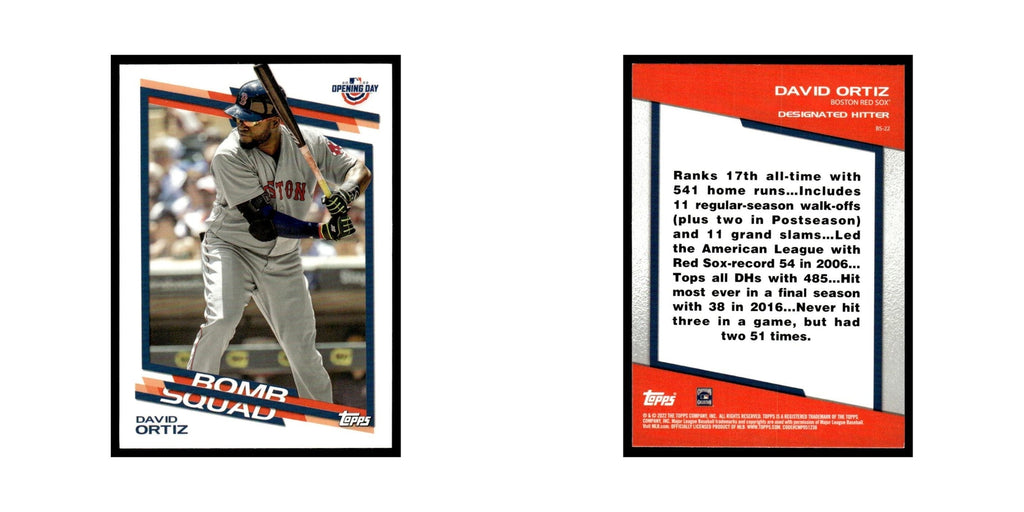 David Ortiz 2022 Topps Opening Day #BS-22 Boston Red Sox Baseball Card NM