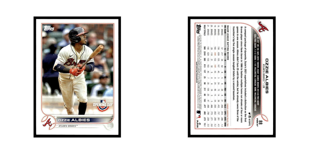 Ozzie Albies 2022 Topps Opening Day #88 Atlanta Braves Baseball Card NM