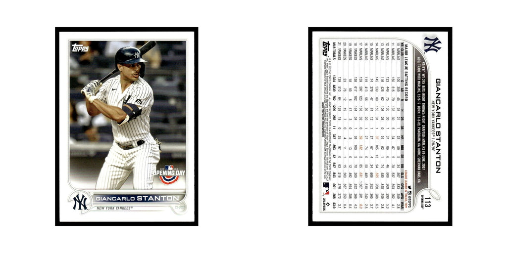 Giancarlo Stanton 2022 Topps Opening Day #113 New York Yankees Baseball Card NM