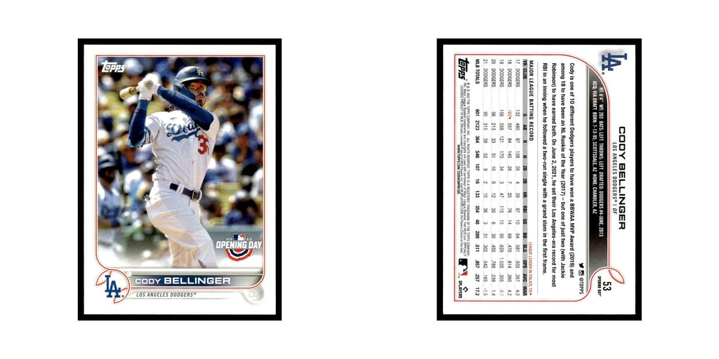 Cody Bellinger 2022 Topps Opening Day #53 Los Angeles Dodgers Baseball Card NM