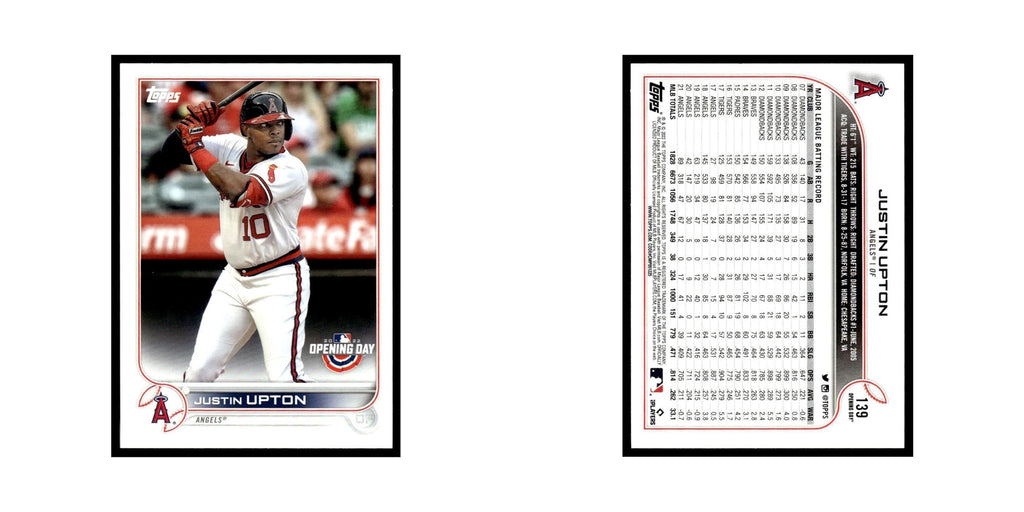 Justin Upton 2022 Topps Opening Day #139 Los Angeles Angels Baseball Card NM