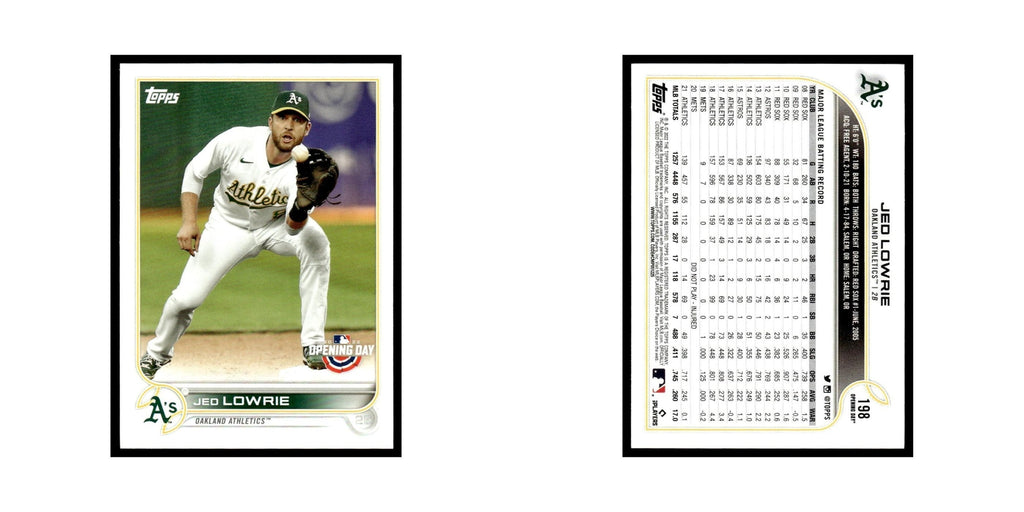 Jed Lowrie 2022 Topps Opening Day #198 Oakland Athletics Baseball Card NM