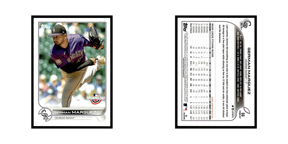 German Marquez 2022 Topps Opening Day #66 Colorado Rockies Baseball Card NM