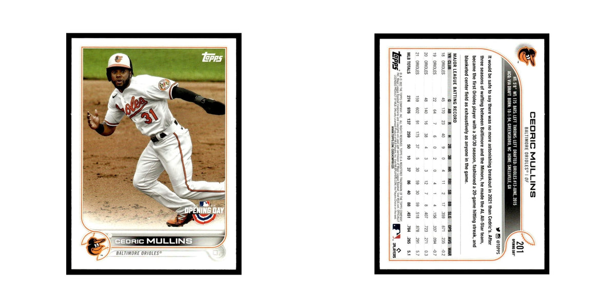 Cedric Mullins 2022 Topps Opening Day #201 Baltimore Orioles Baseball Card NM