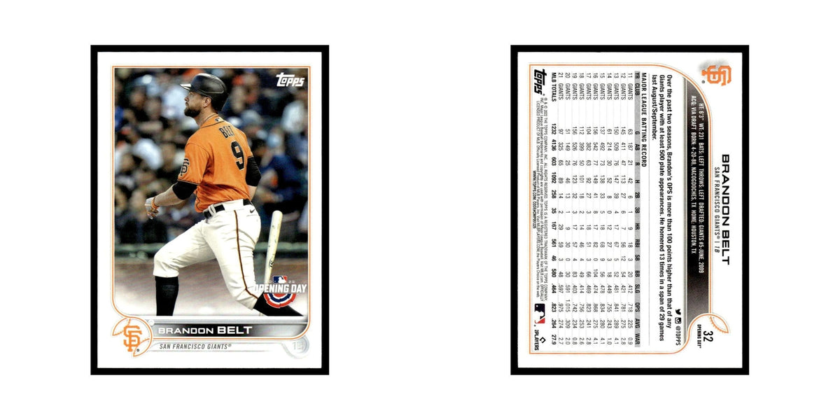 Brandon Belt 2022 Topps Opening Day #32 San Francisco Giants Baseball Card NM