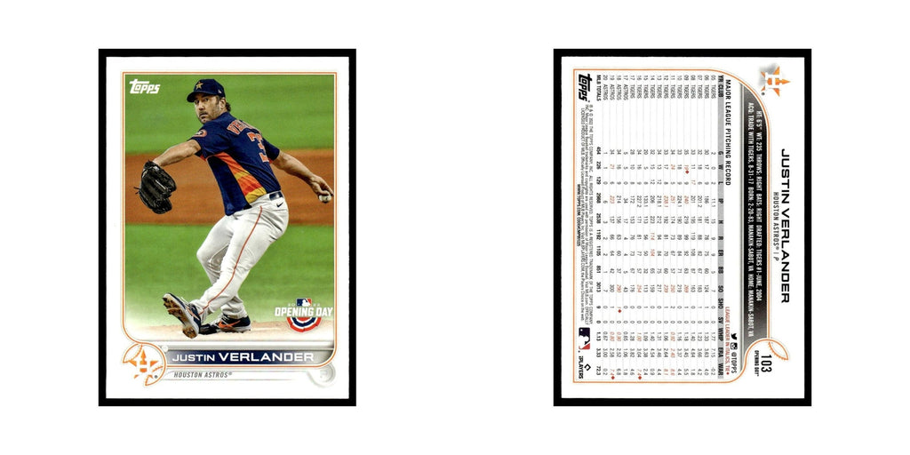 Justin Verlander 2022 Topps Opening Day #103 Houston Astros Baseball Card NM
