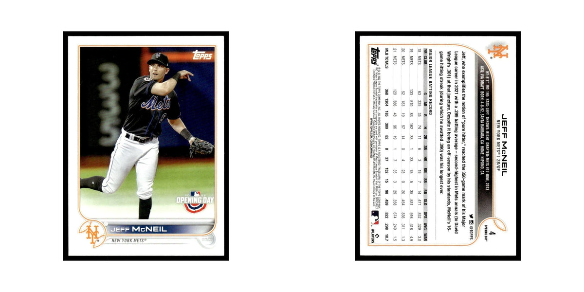 Jeff McNeil 2022 Topps Opening Day #4 New York Mets Baseball Card NM