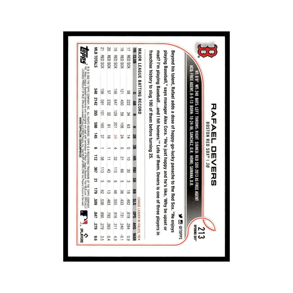 Rafael Devers 2022 Topps Opening Day #213 Boston Red Sox Baseball Card NM