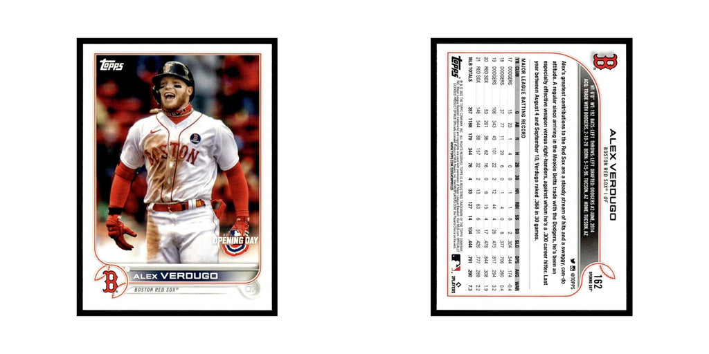 Alex Verdugo 2022 Topps Opening Day #162 Boston Red Sox Baseball Card NM