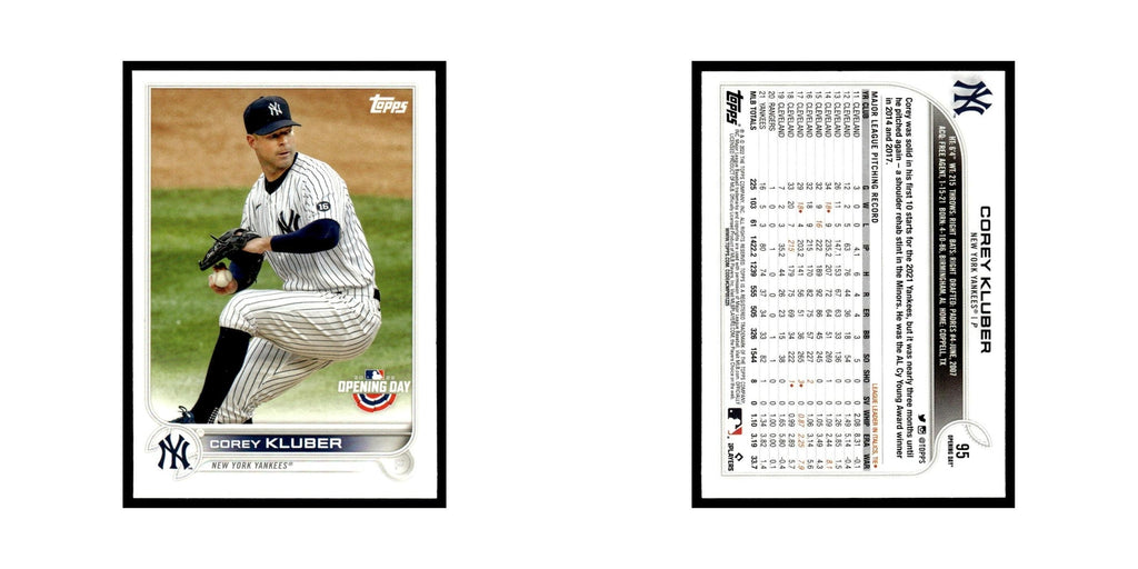 Corey Kluber 2022 Topps Opening Day #95 New York Yankees Baseball Card NM