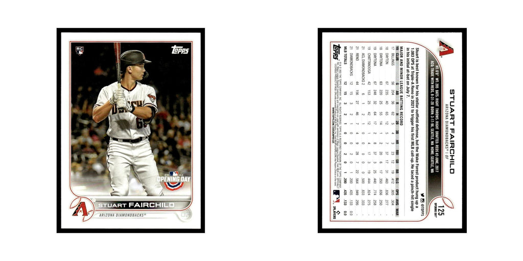 Stuart Fairchild Rookie 2022 Topps Opening Day #125 Arizona Diamondbacks NM