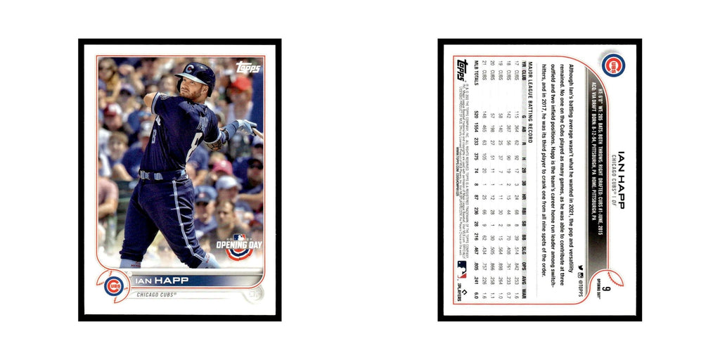 Ian Happ 2022 Topps Opening Day #9 Chicago Cubs Baseball Card NM