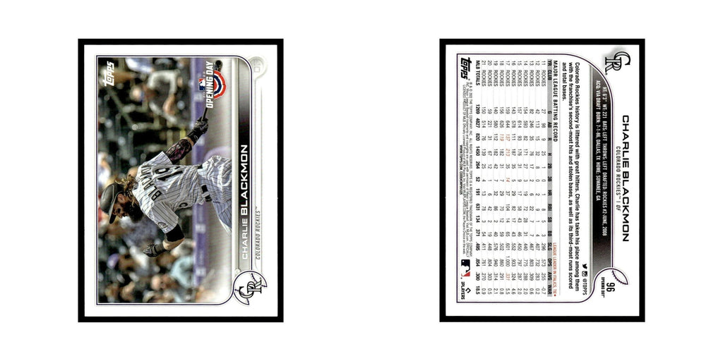 Charlie Blackmon 2022 Topps Opening Day #96 Colorado Rockies Baseball Card NM