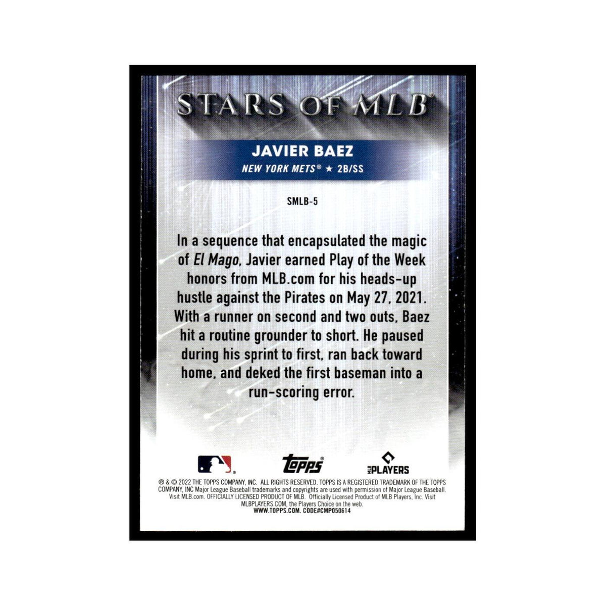 Javier Baez 2022 Topps Opening Day #SMLB-5 New York Mets Baseball Card NM