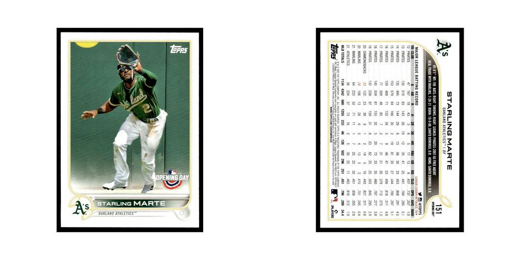 Starling Marte 2022 Topps Opening Day #151 Oakland Athletics Baseball Card NM
