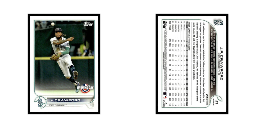 J.P. Crawford 2022 Topps Opening Day #67 Seattle Mariners Baseball Card NM