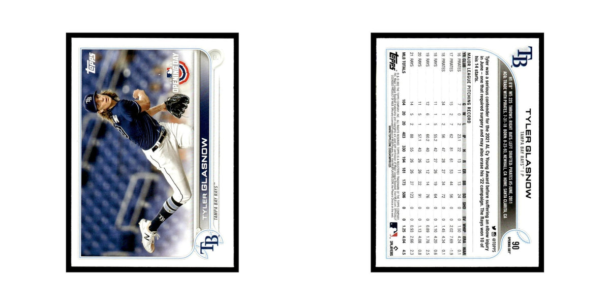 Tyler Glasnow 2022 Topps Opening Day #90 Tampa Bay Rays Baseball Card NM