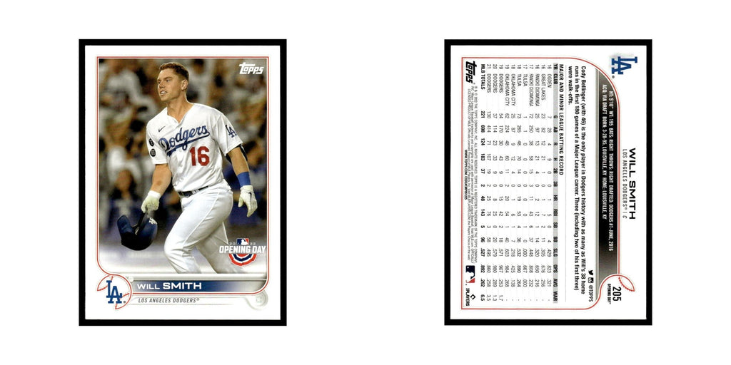 Will Smith 2022 Topps Opening Day #205 Los Angeles Dodgers Baseball Card NM