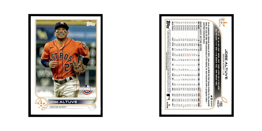 Jose Altuve 2022 Topps Opening Day #193 Houston Astros Baseball Card NM