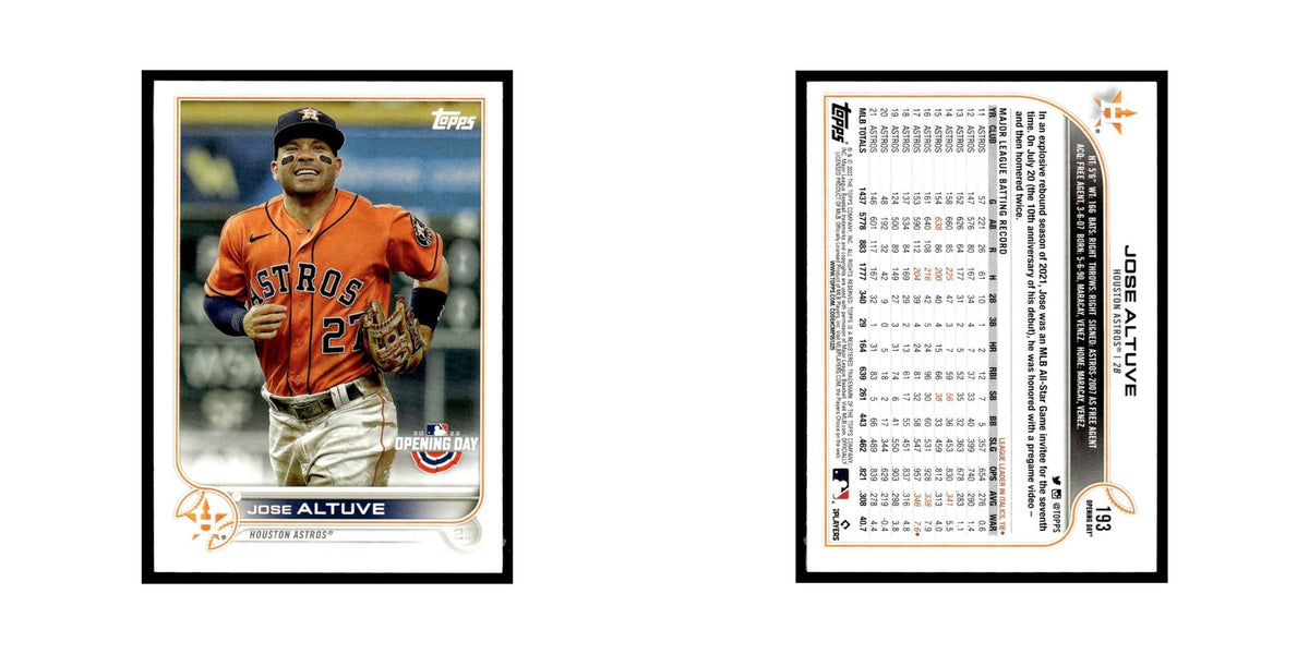 Jose Altuve 2022 Topps Opening Day #193 Houston Astros Baseball Card NM
