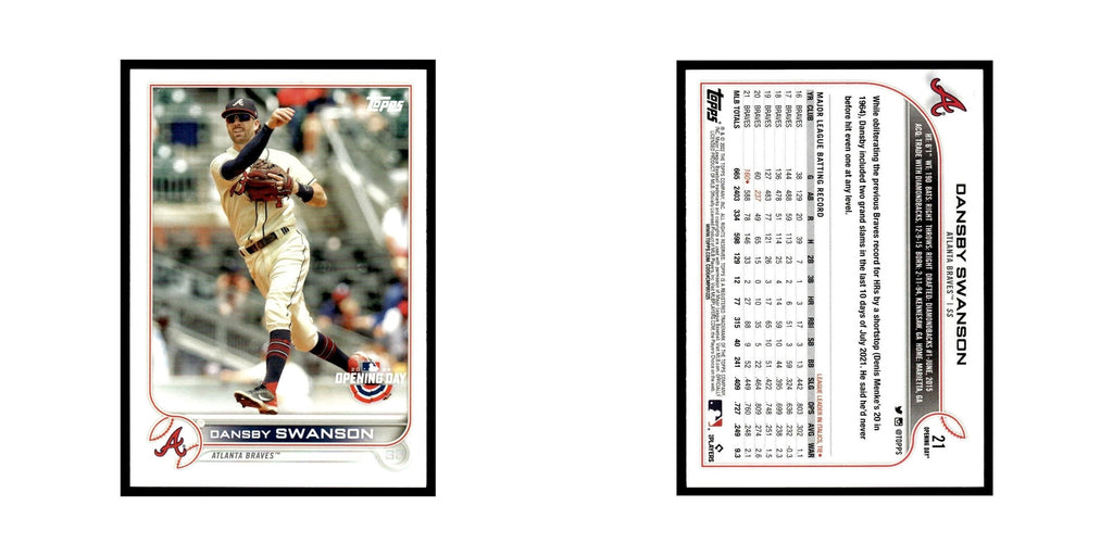 Dansby Swanson 2022 Topps Opening Day #21 Atlanta Braves Baseball Card NM