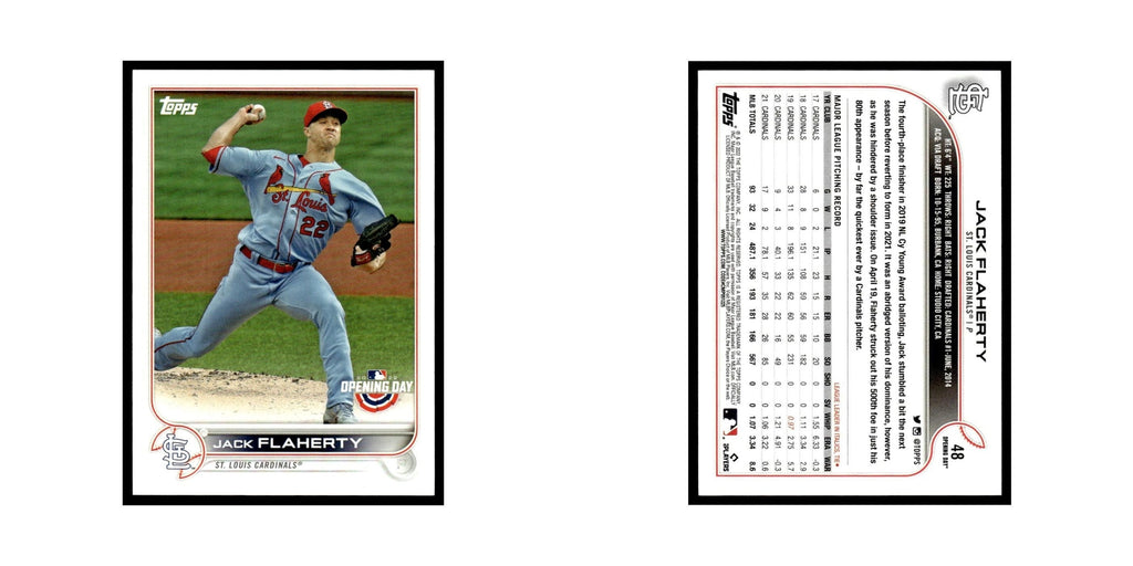 Jack Flaherty 2022 Topps Opening Day #48 St. Louis Cardinals Baseball Card NM