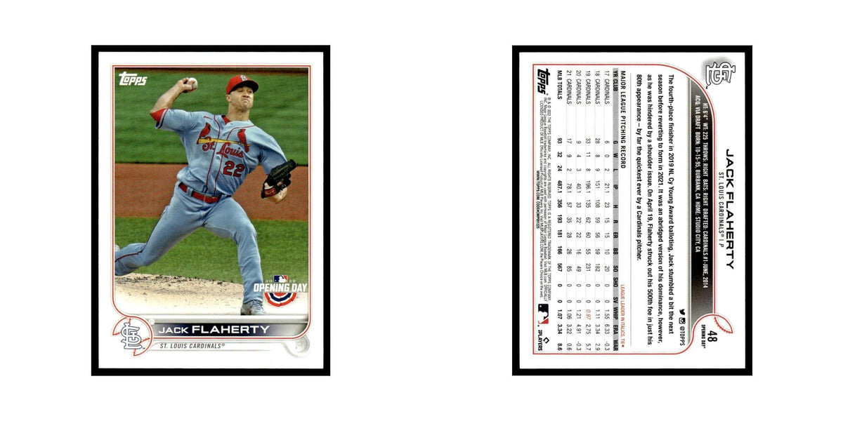 Jack Flaherty 2022 Topps Opening Day #48 St. Louis Cardinals Baseball Card NM