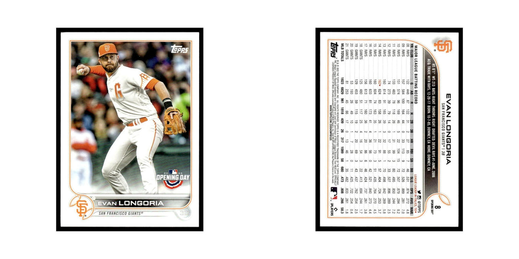 Evan Longoria 2022 Topps Opening Day #8 San Francisco Giants Baseball Card NM