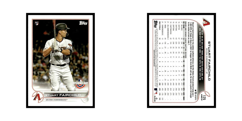 Stuart Fairchild Rookie 2022 Topps Opening Day #125 Arizona Diamondbacks NM