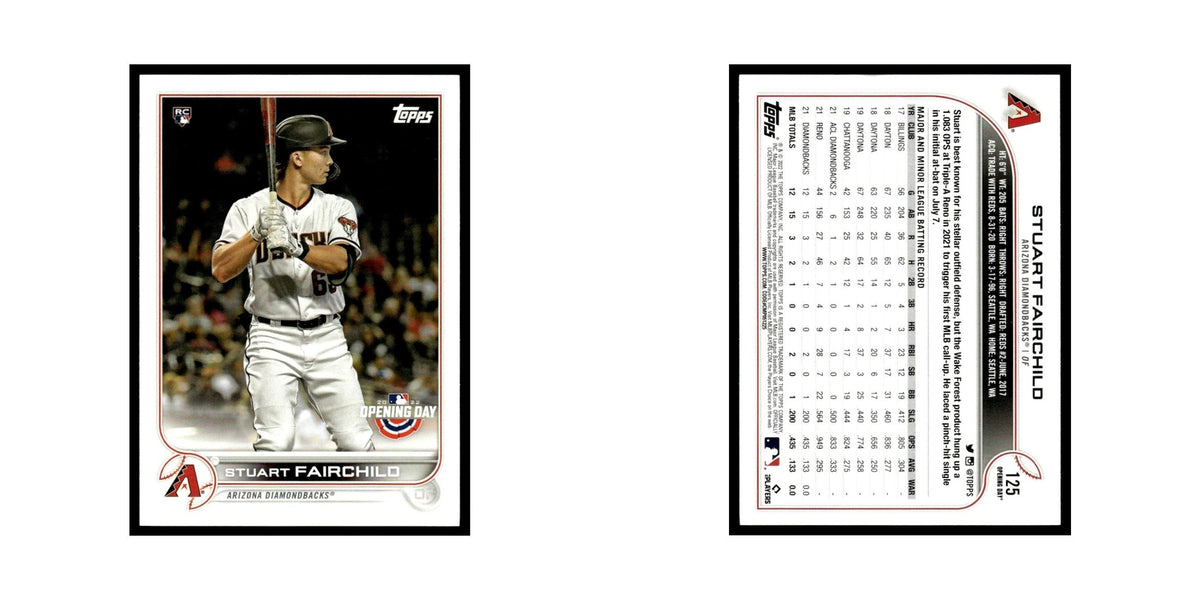 Stuart Fairchild Rookie 2022 Topps Opening Day #125 Arizona Diamondbacks NM