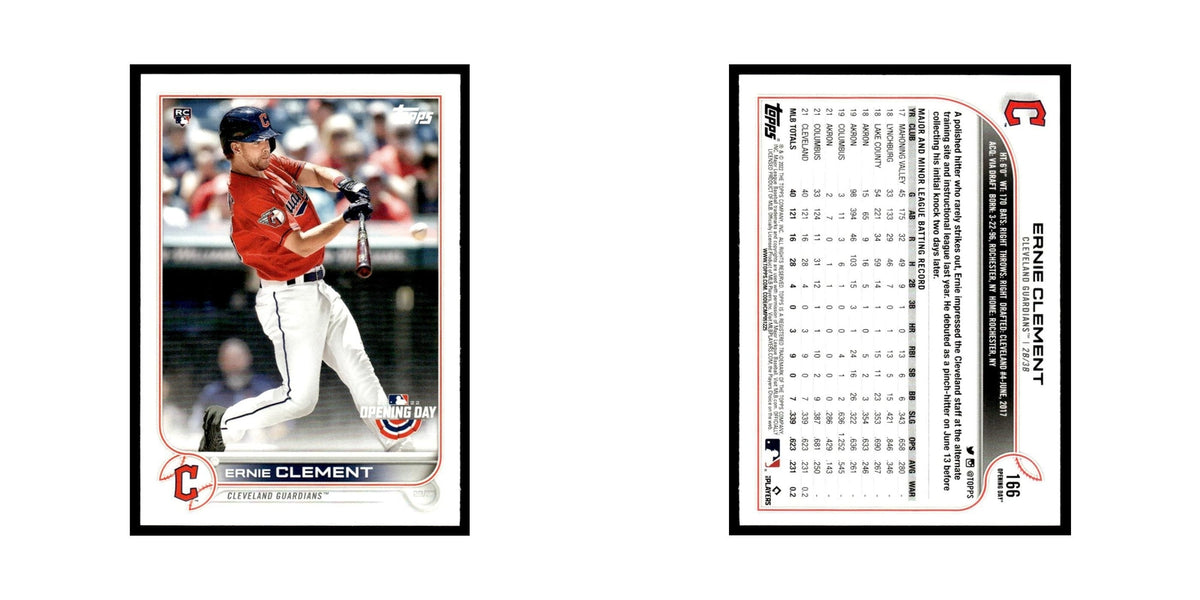 Ernie Clement Rookie 2022 Topps Opening Day #166 Cleveland Guardians NM