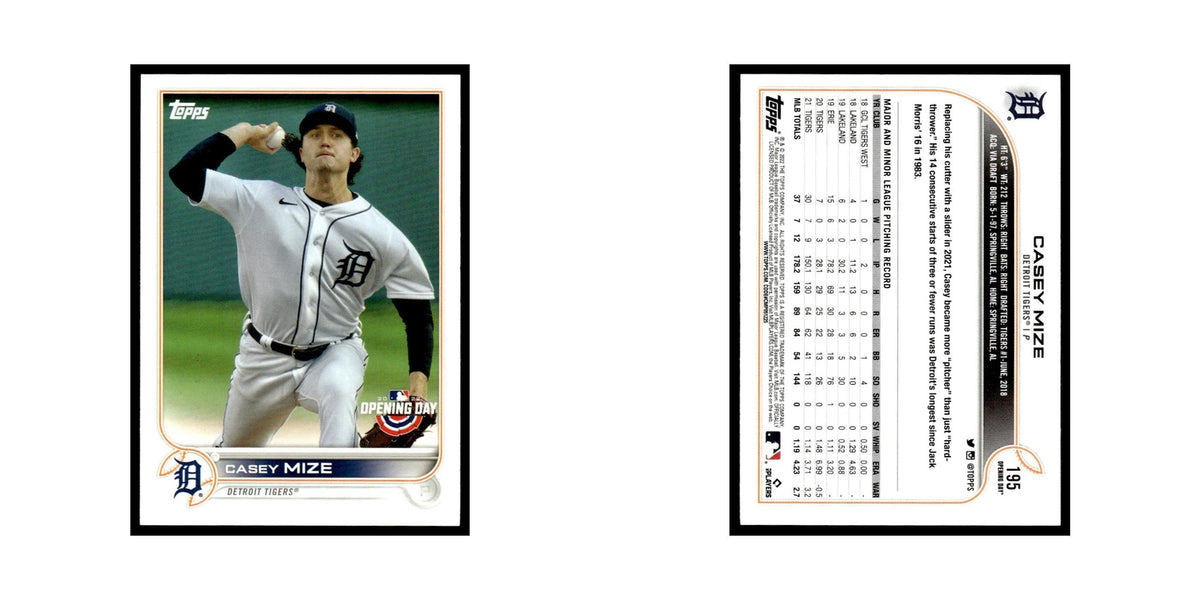Casey Mize 2022 Topps Opening Day #195 Detroit Tigers Baseball Card NM