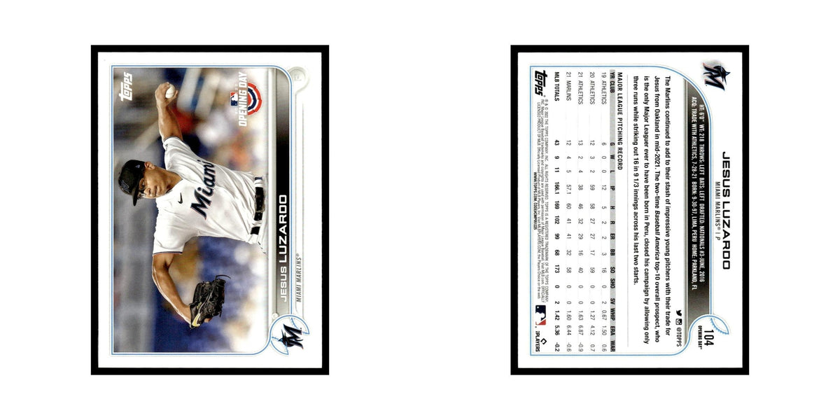 Jesus Luzardo 2022 Topps Opening Day #104 Miami Marlins Baseball Card NM