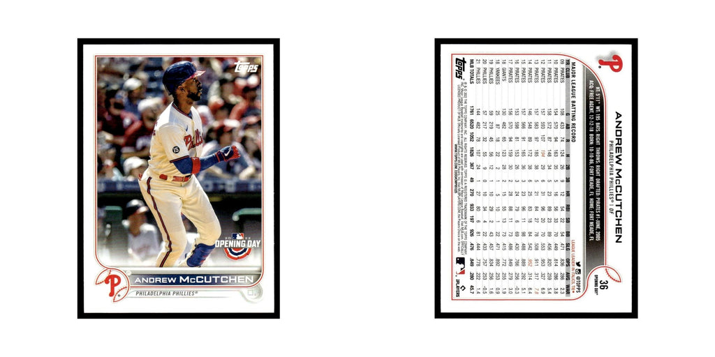 Andrew McCutchen 2022 Topps Opening Day #36 Philadelphia Phillies NM