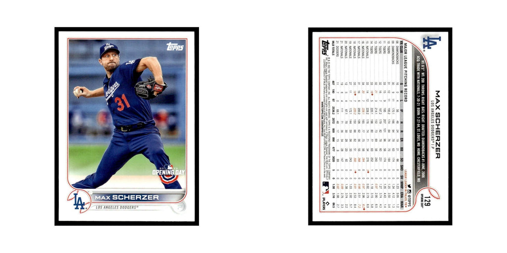 Max Scherzer 2022 Topps Opening Day #129 Los Angeles Dodgers Baseball Card NM