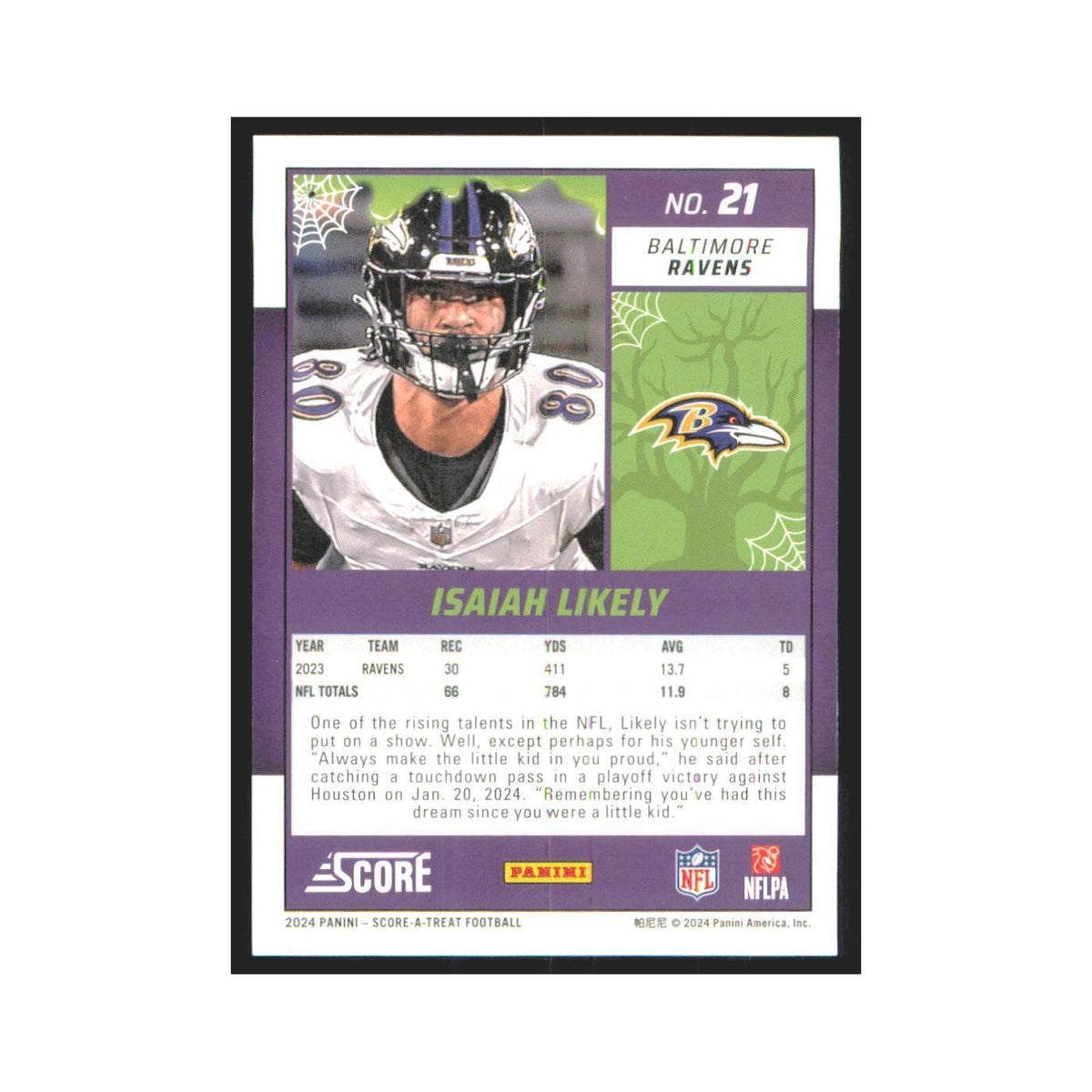 2024 Score-A-Treat Isaiah Likely Ravens #21