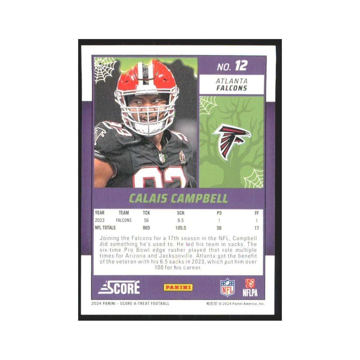 2024 Score-A-Treat Calais Campbell Falcons #12