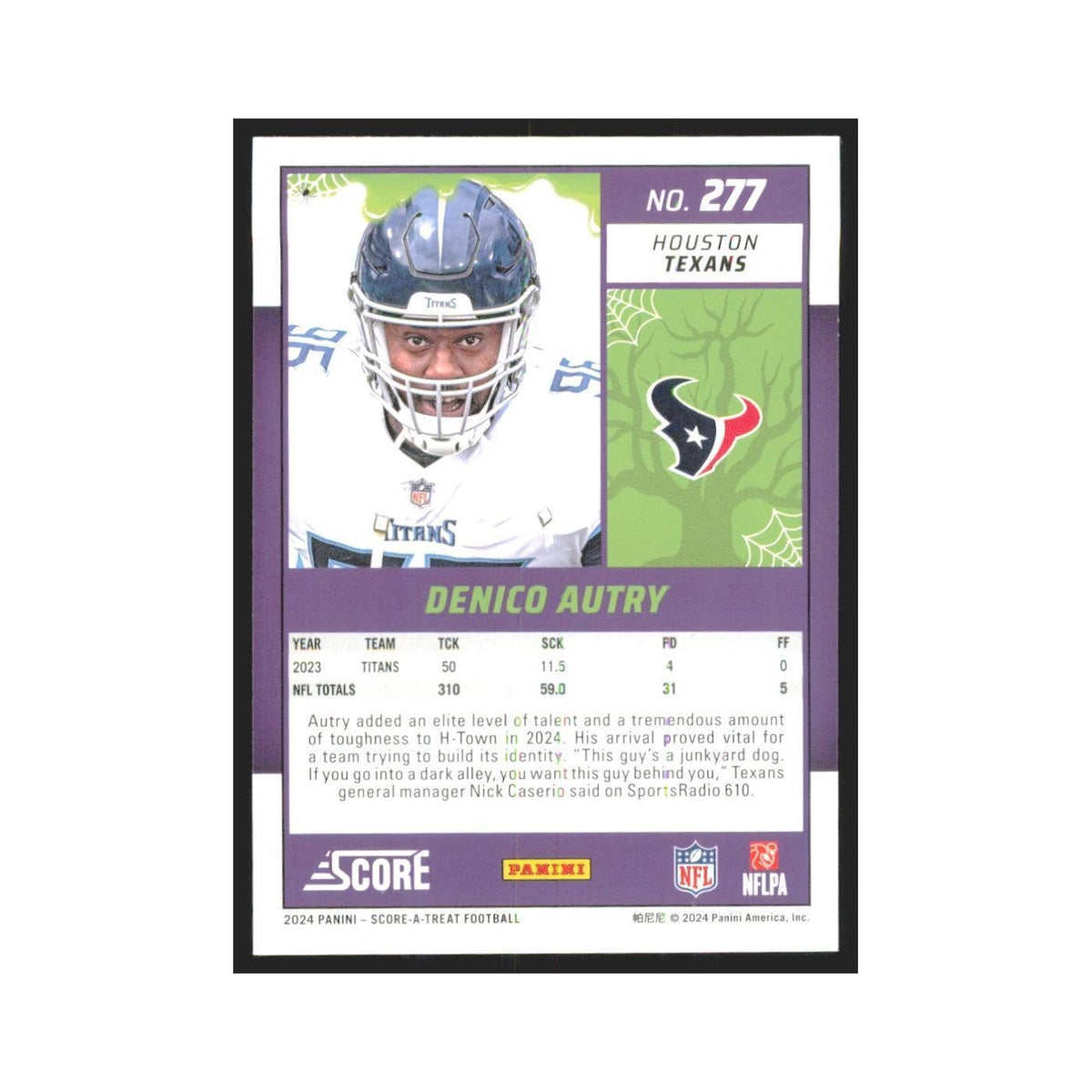 2024 Score-A-Treat Denico Autry Texans #277