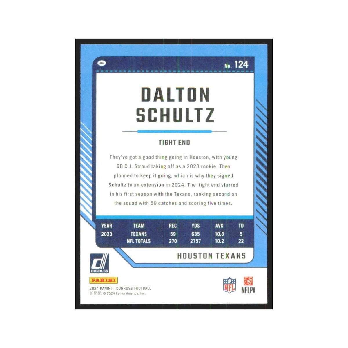 2024 Donruss Dalton Schultz Texans #124