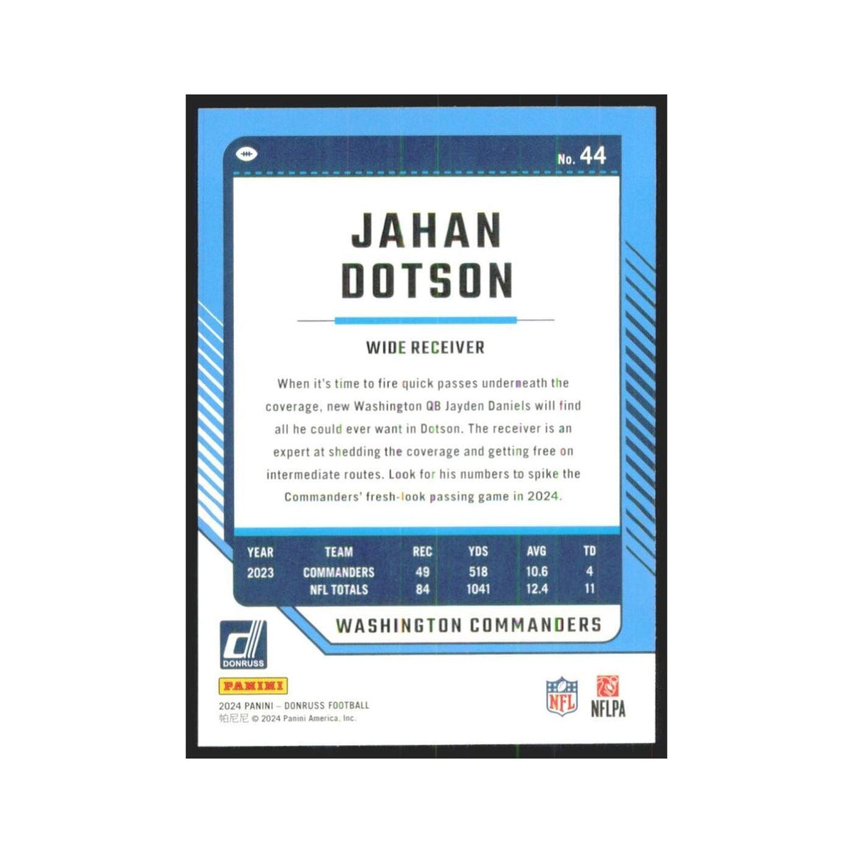 2024 Donruss Jahan Dotson Commanders #44