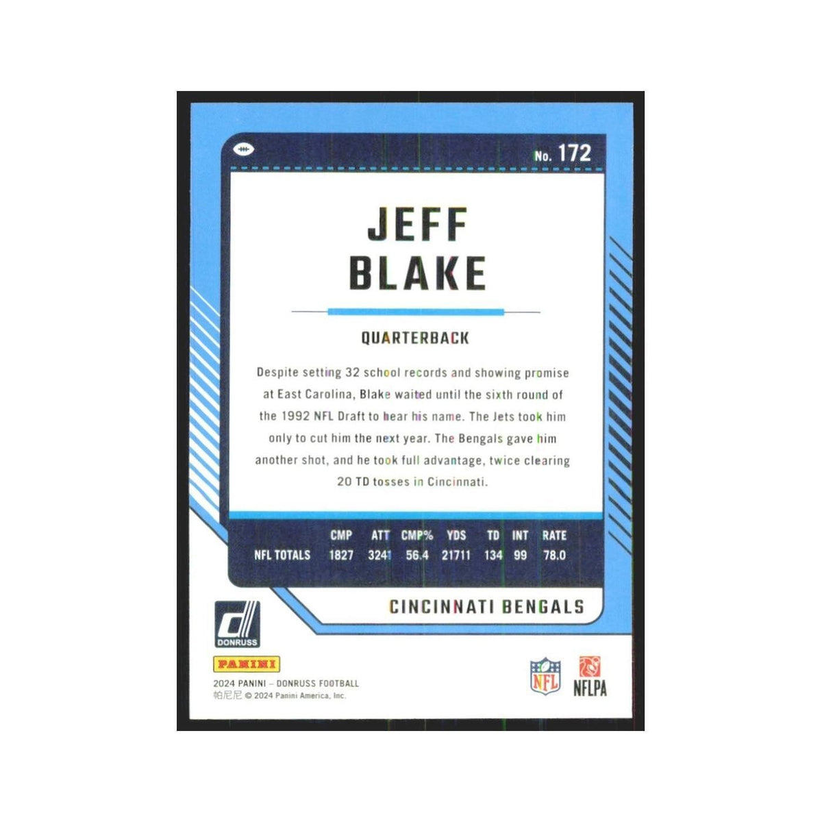 2024 Donruss Jeff Blake Bengals #172