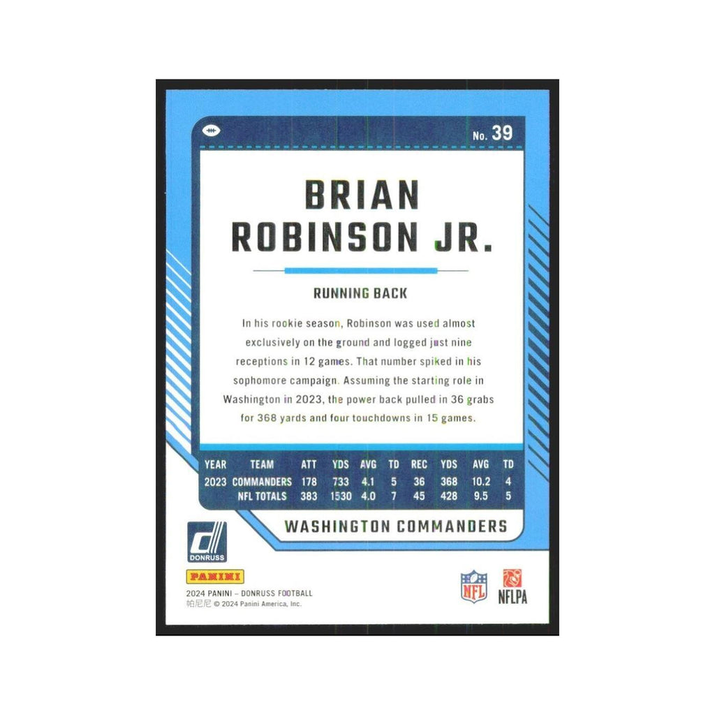 2024 Donruss Brian Robinson Jr. Commanders #39