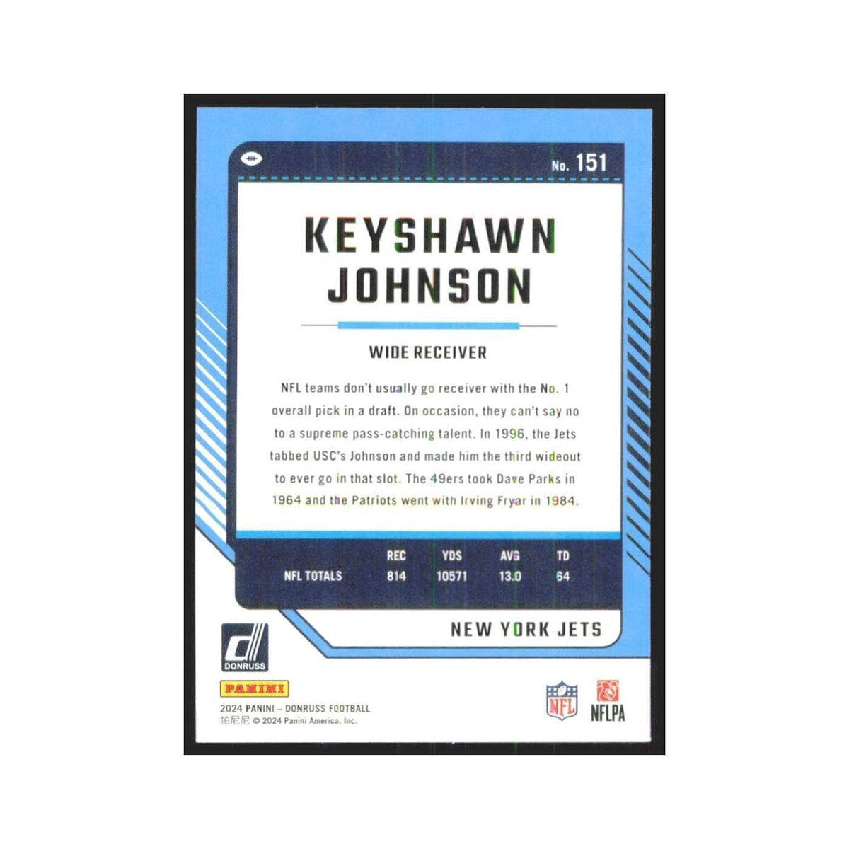 2024 Donruss Keyshawn Johnson Jets #151