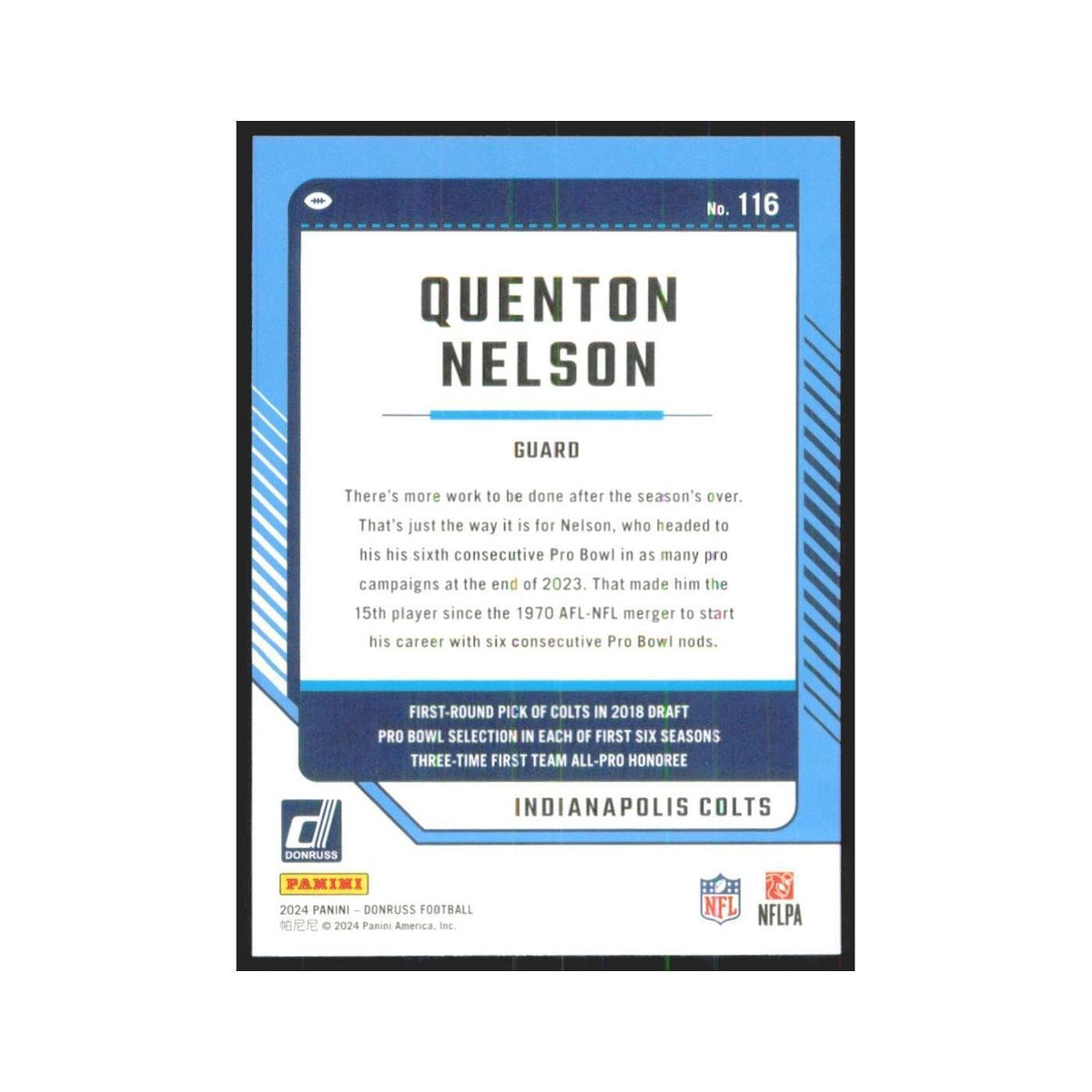 2024 Donruss Quenton Nelson Colts #116