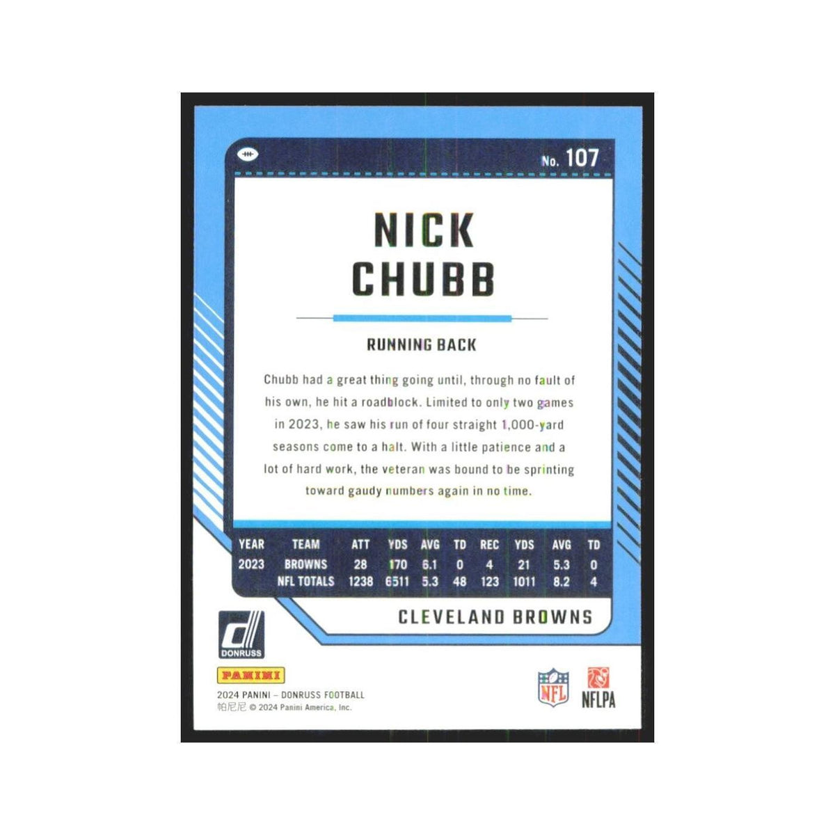 2024 Donruss Nick Chubb Browns #107
