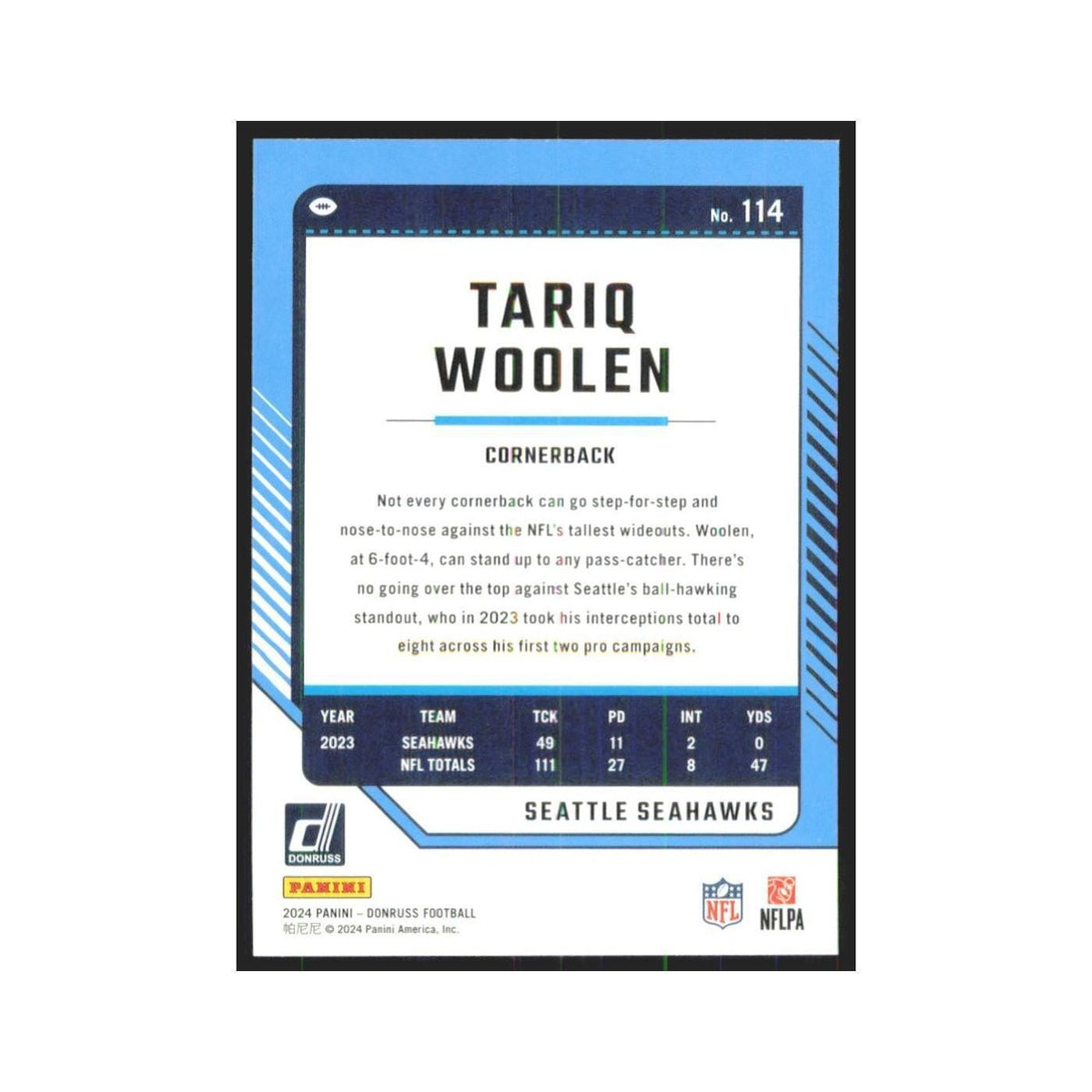 2024 Donruss Tariq Woolen Seahawks #114