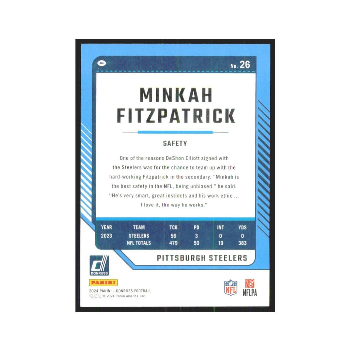 2024 Donruss Minkah Fitzpatrick Steelers #26